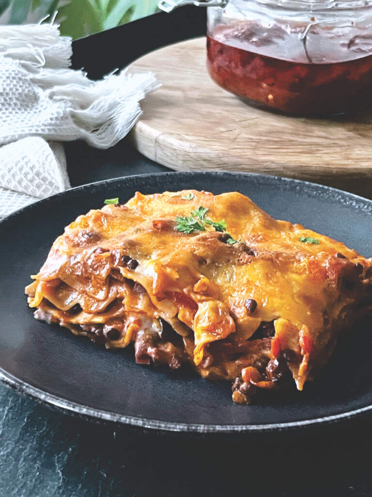 Lasagne med belugalinser og masser af grøntsager